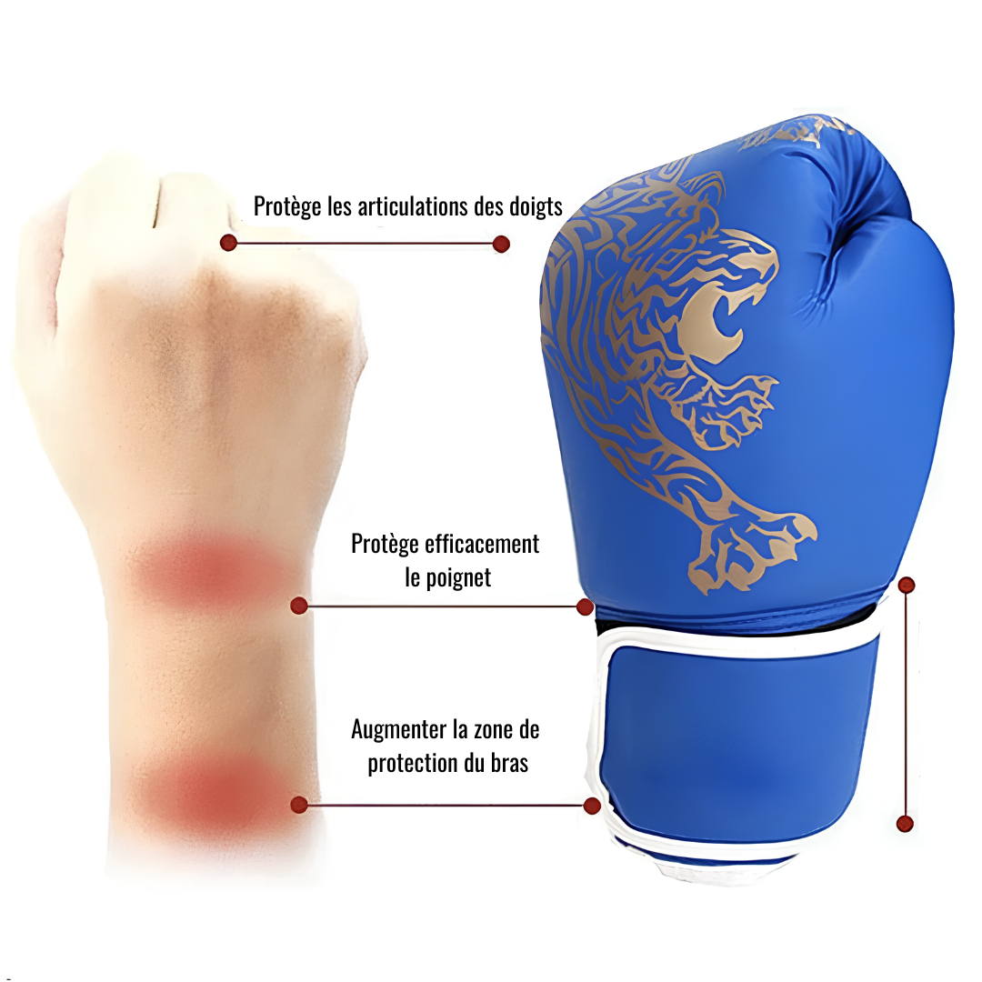 details techniques Gants de Boxe avec Motif Tigre
