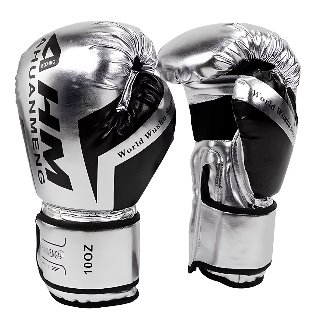 Gants de Boxe en Cuir PU couleur argent