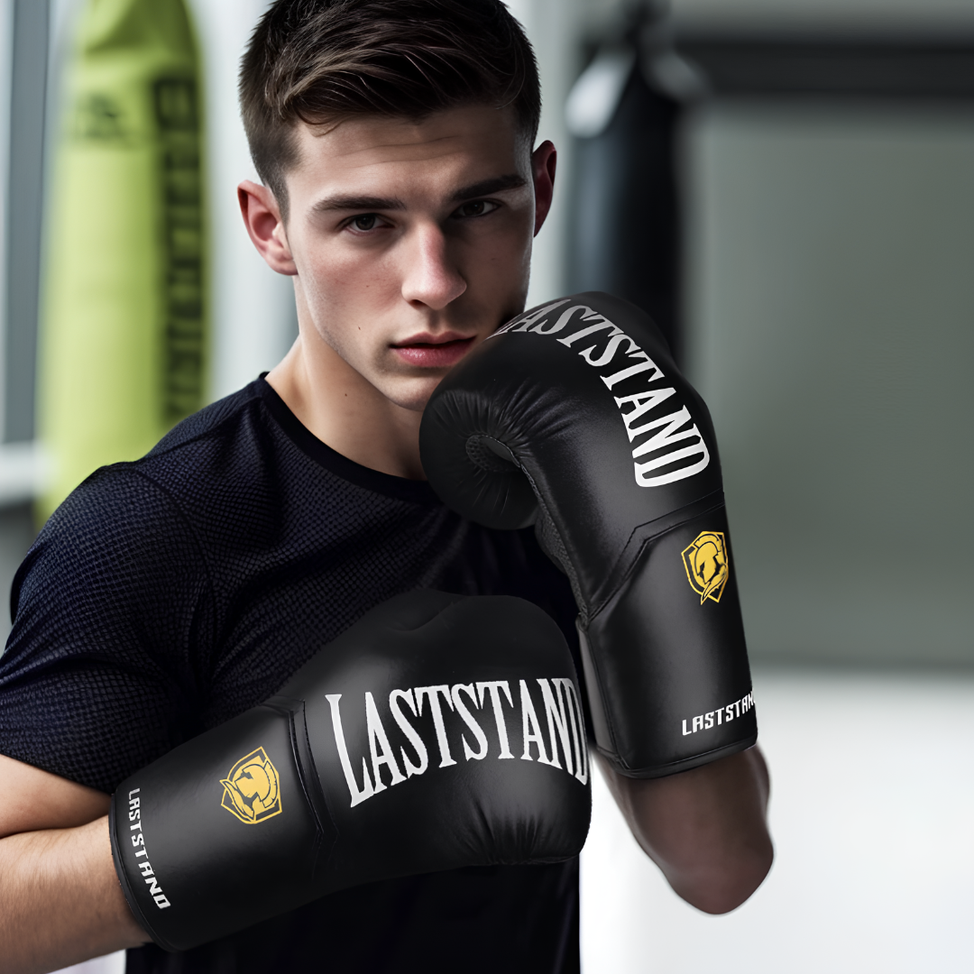 Jeune homme avec Gants de boxe pour Enfant et Adulte Noir